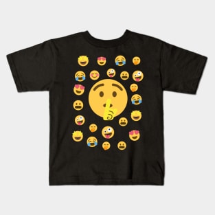 Funny Emoji Sticker Smile Happy Emotion Secret Kids T-Shirt